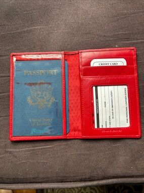 Source Unknown Red Women's Leather Passport Wallet new
